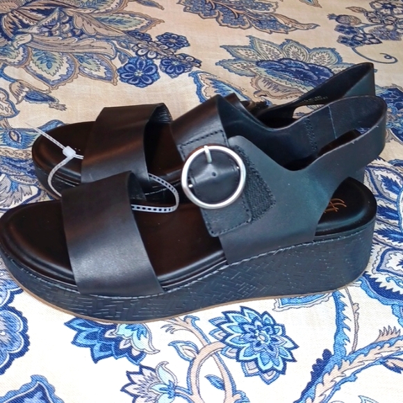 SOFFT Faedra Leather platform wedge sandals Black Size 8, 8 5M New - Picture 11 of 16